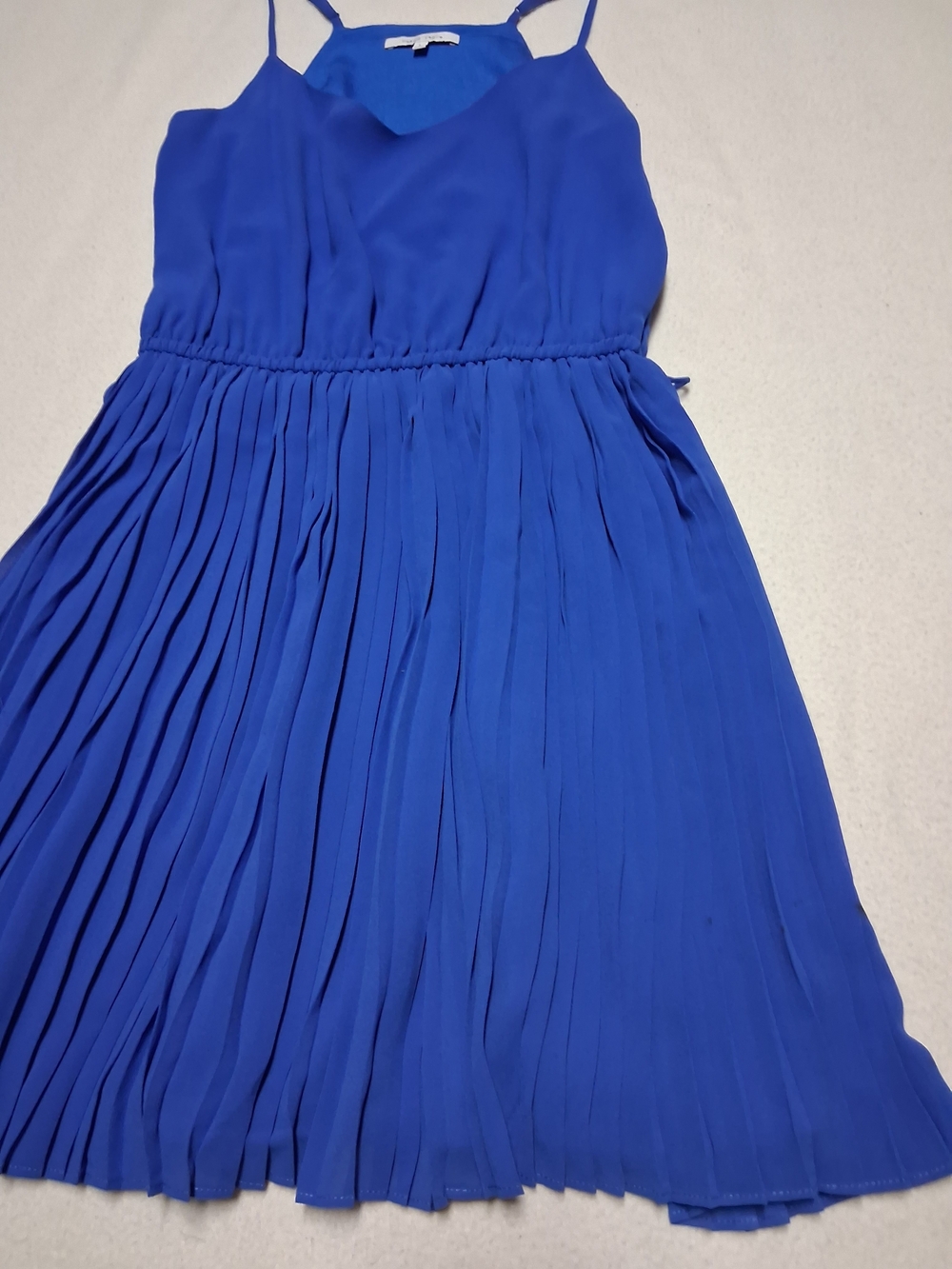 Naked Zebra Royal Blue Pleated Spaghetti-Strap Dress - Picture 2 of 6